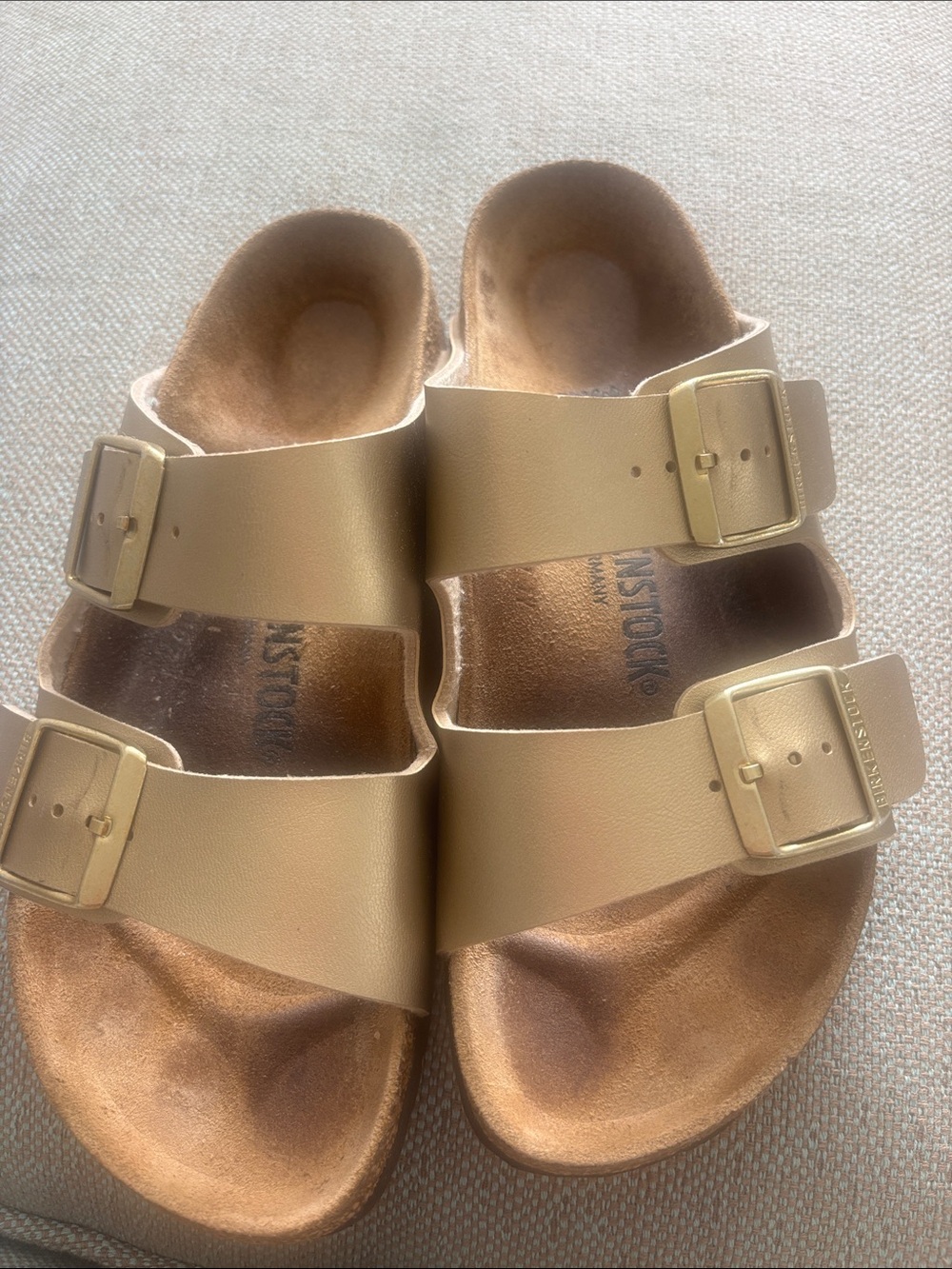 Birkenstock Arizona Metallic gold Two-Strap Sandal - Women's - Picture 2 of 5
